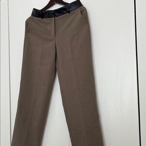 Zara Tan Trousers with Black Waistband